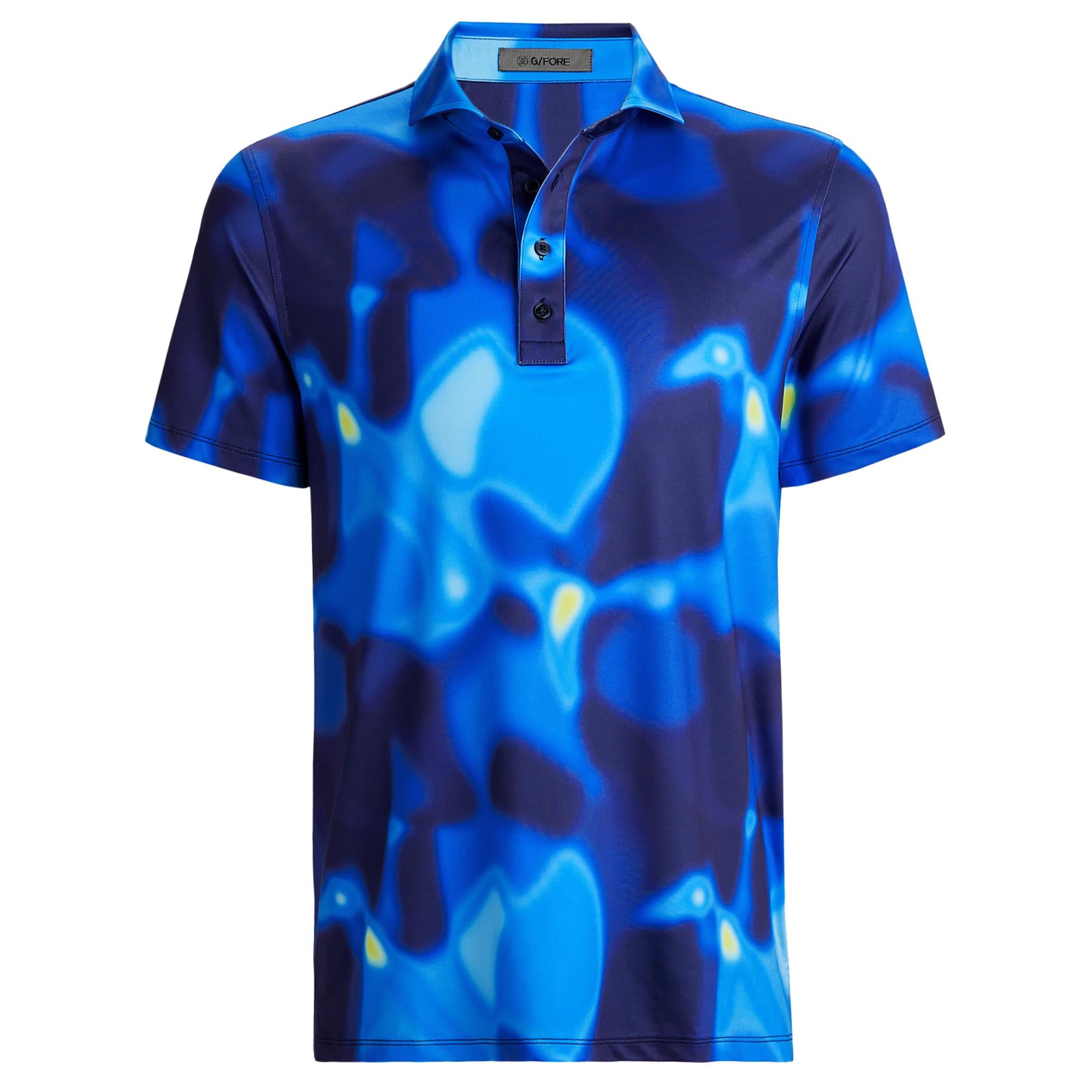 G/FORE Bokeh Blur Tech Jersey Mens Golf Polo Shirt Blue Multi